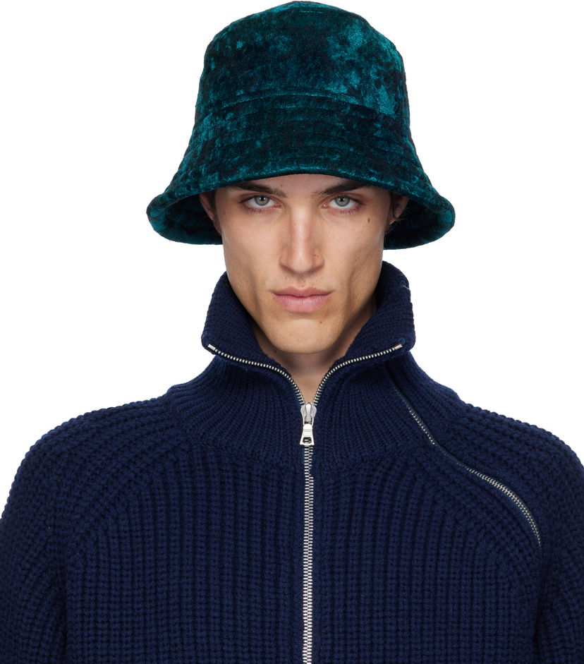Hatt Dries Van Noten Dries Van Noten Velvet Bucket Hat Grön | 252-029501-2133