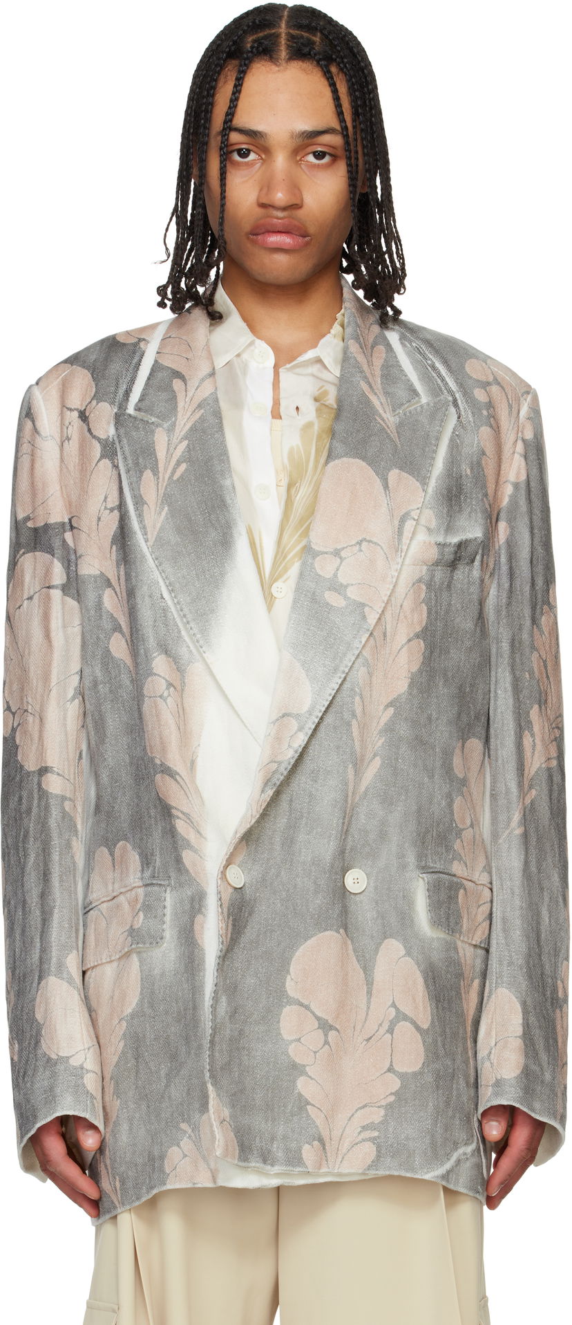 Jacka Dries Van Noten Dries Van Noten Hand Printed Blazer Grå | 251-020410-1537