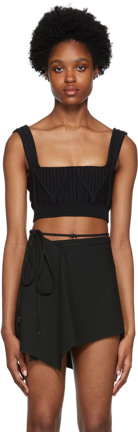 Sweater The Attico Attico Miles Knit Cropped Camisole Svart | 228WCT152 KC056