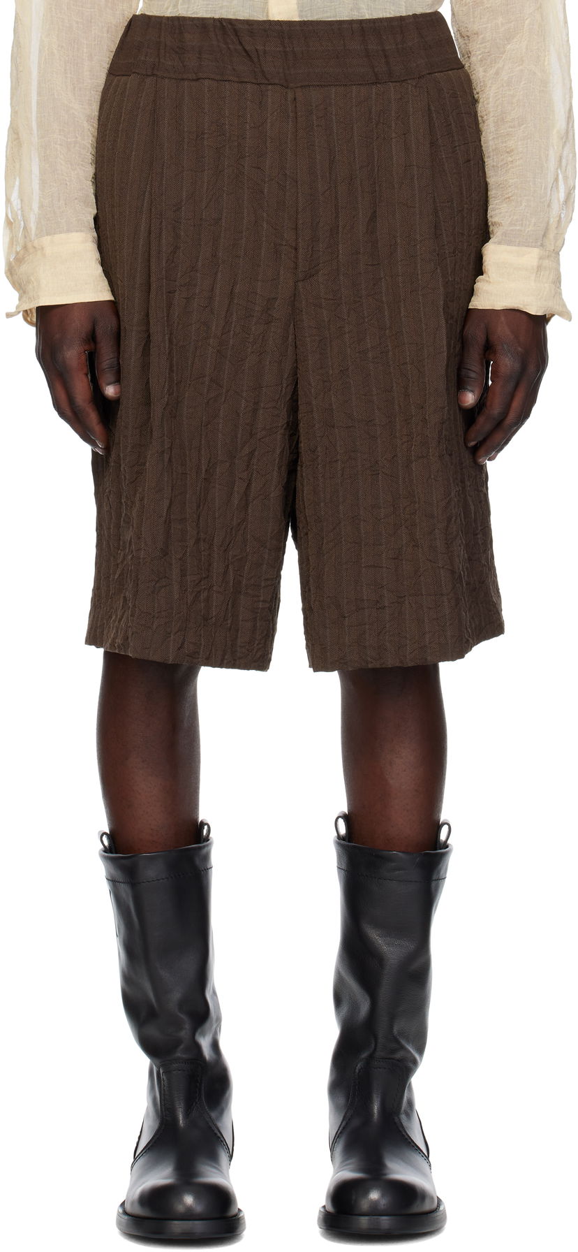 Shorts Dries Van Noten Dries Van Noten Pleated Bermuda Shorts Brun | 251-020953-1504