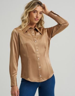 Skjorta Wrangler Lainey Wilson Satin Shirt XS Beige | 112374961:XS, 1