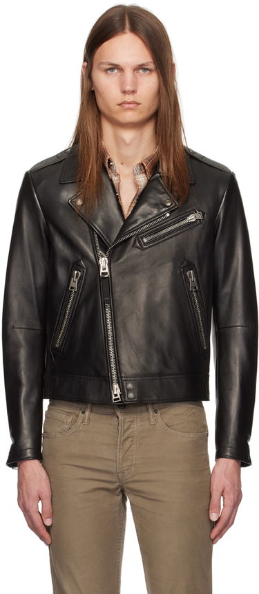 Jacka Tom Ford Asymmetric Leather Jacket Svart | LXR004-LMN014S24, 0
