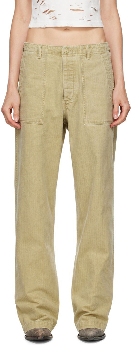Byxor R13 R13 Wide Leg Trousers Beige | R13WR077-R381B