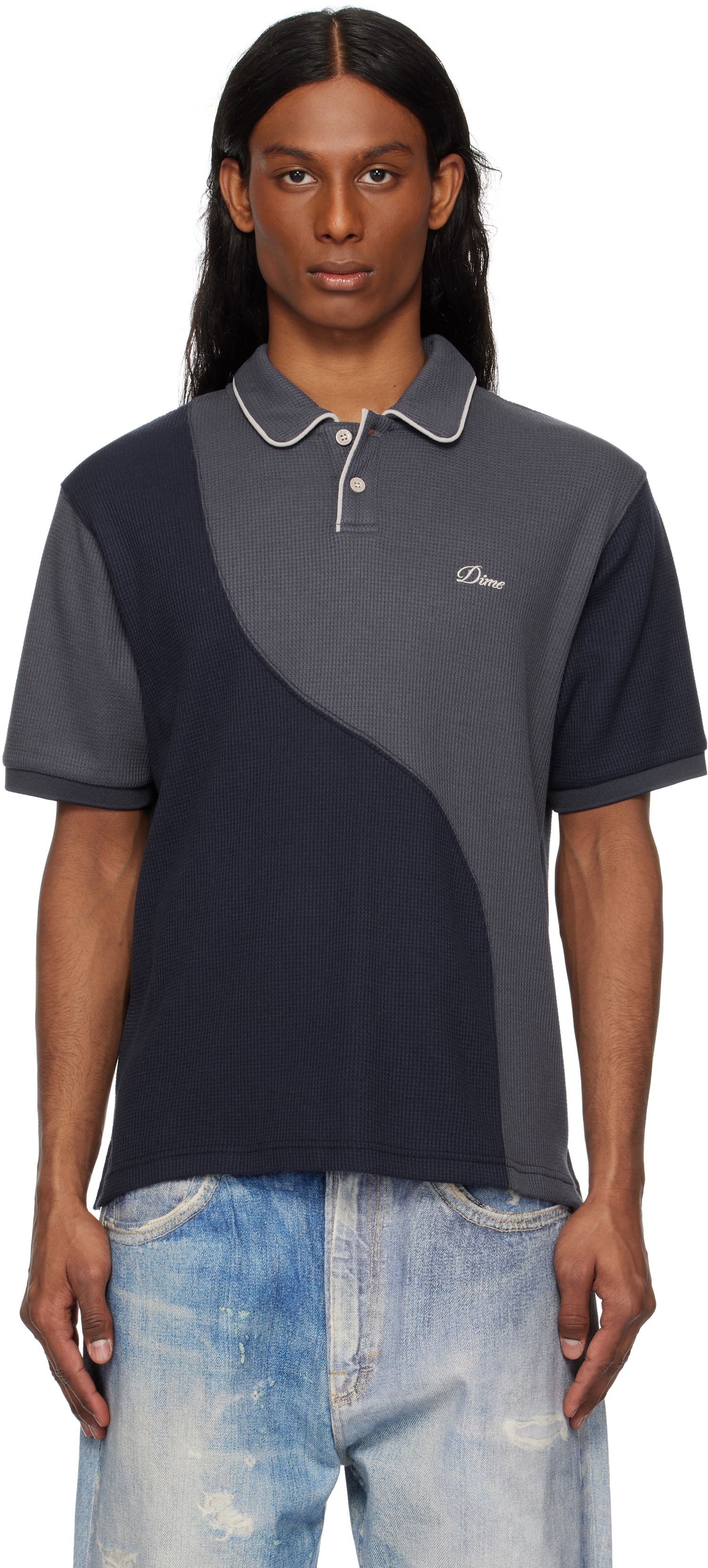 Polotröja Dime Dime Waffle Polo Grå | DIME2SP256IND, 0