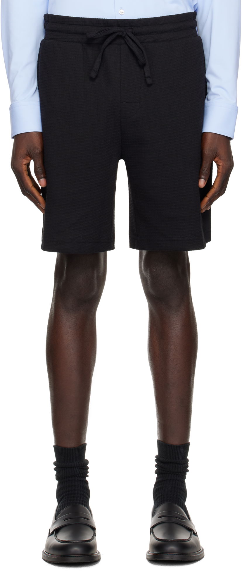 Shorts BOSS Cotton-Blend Shorts Svart | 50532023