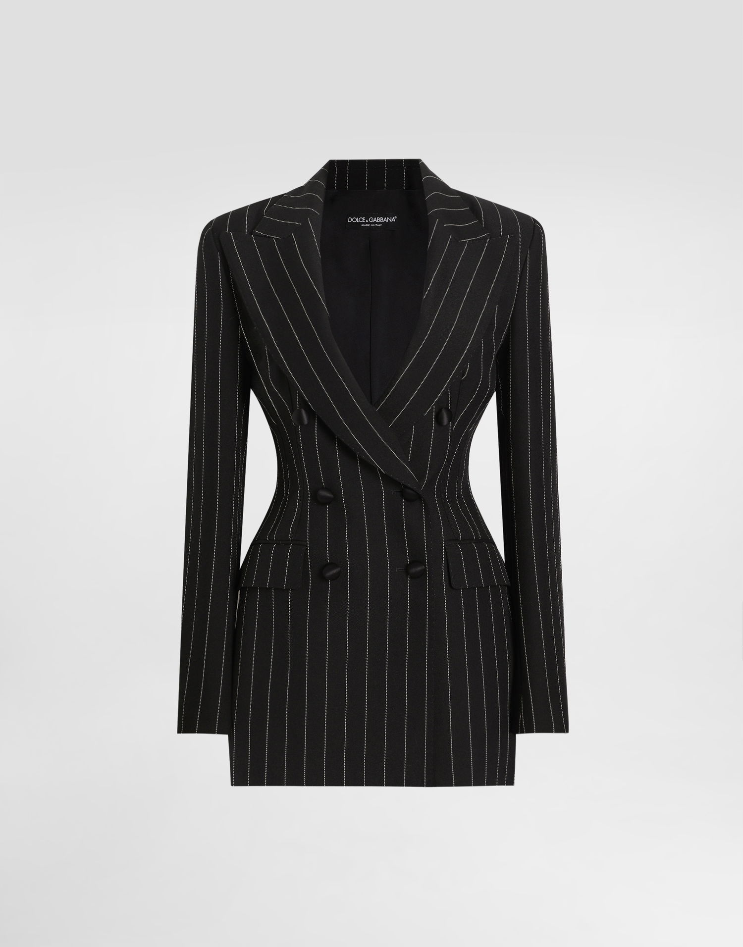 Jacka Dolce & Gabbana Dolce & Gabbana Double-breasted Pinstripe Wool Blazer Svart | F29M2TFR22MS8051, 0