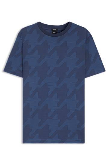 T-shirt BOSS Houndstooth Jacquard T-Shirt Blå | 50518869