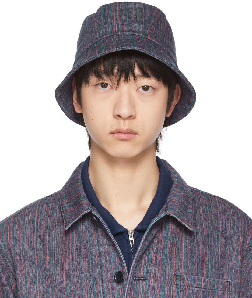 Hatt YMC YMC Upcycled Stripe Denim Bucket Hat Flerfärgad | PHSAF