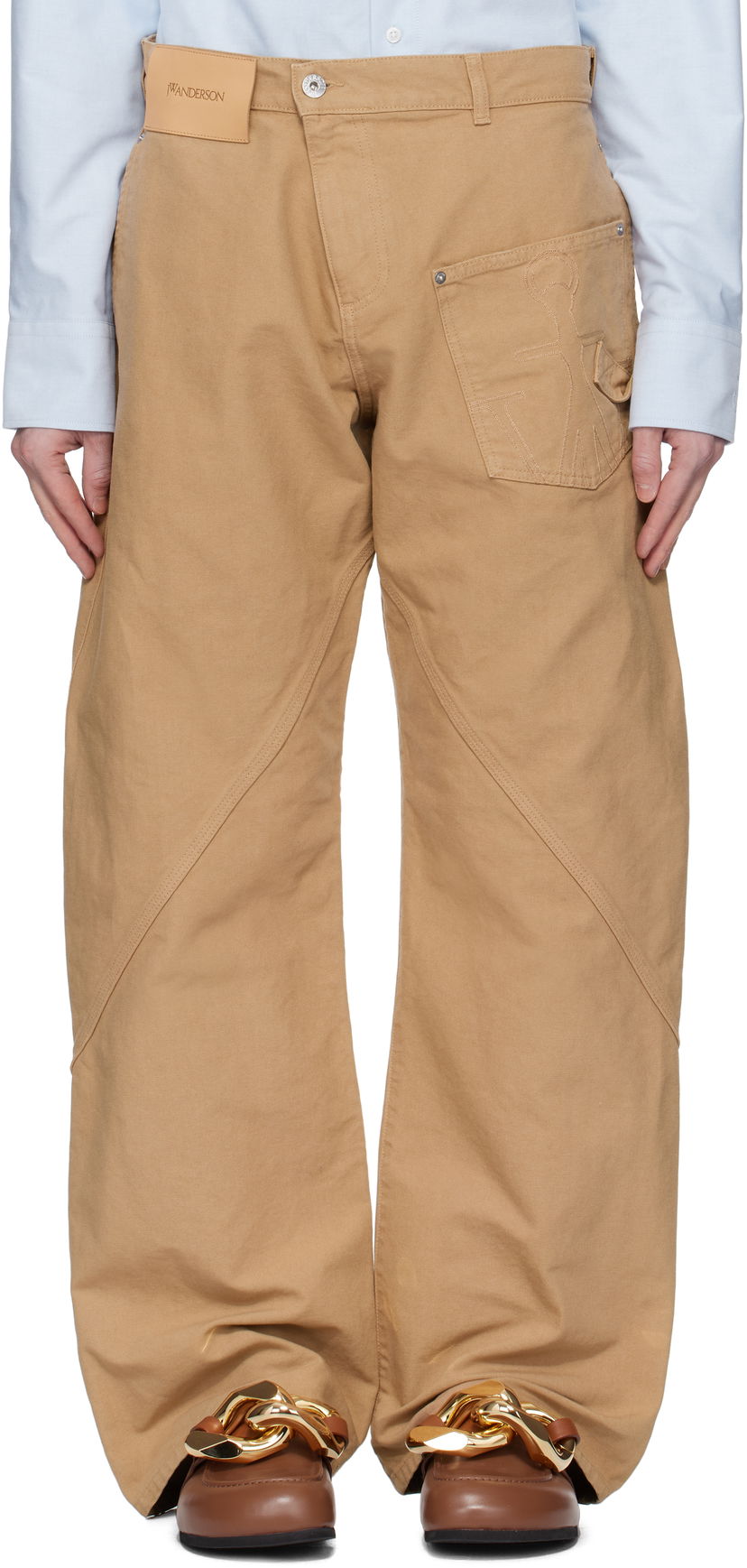 Byxor JW Anderson JW Anderson Twisted Workwear Trousers Beige | TR0405-PG1744
