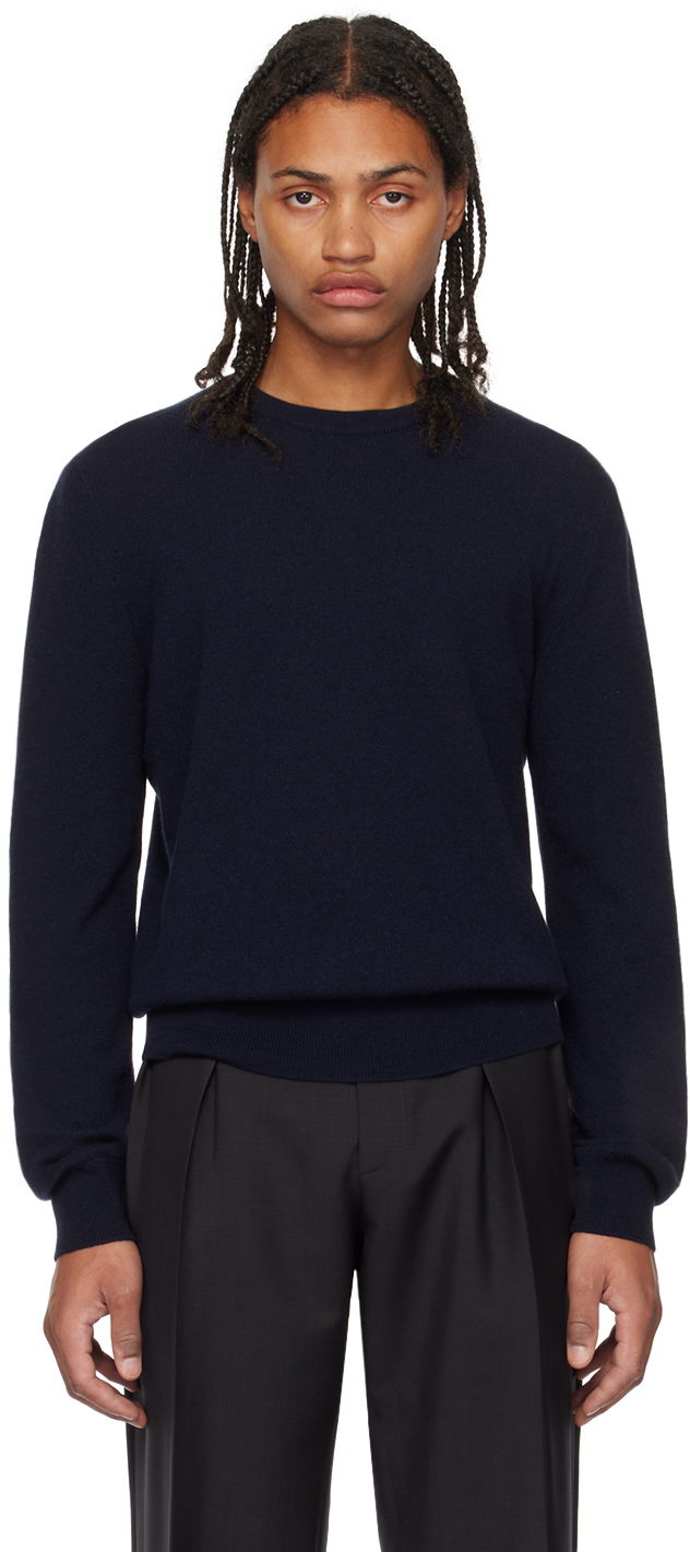Sweater The Row Benji Navy Crewneck Sweater Mörkblå | 51-F377