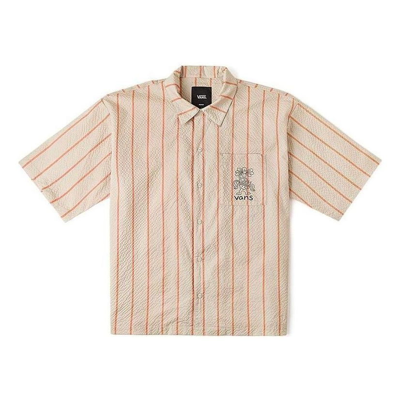 Skjorta Vans Striped Short-Sleeved Shirt Beige | VN000GTKCW9