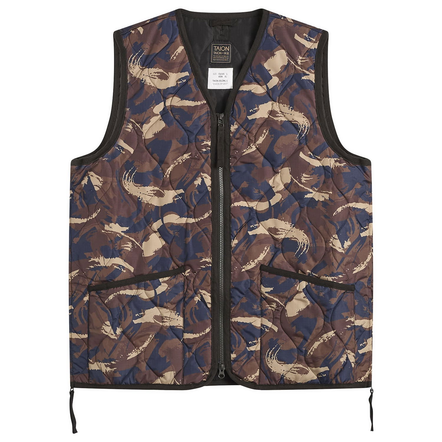 Väst TAION Military V-Neck Zip Down Vest Paint Camouflage Flerfärgad | TAION-001ZML-1-PCA, 0