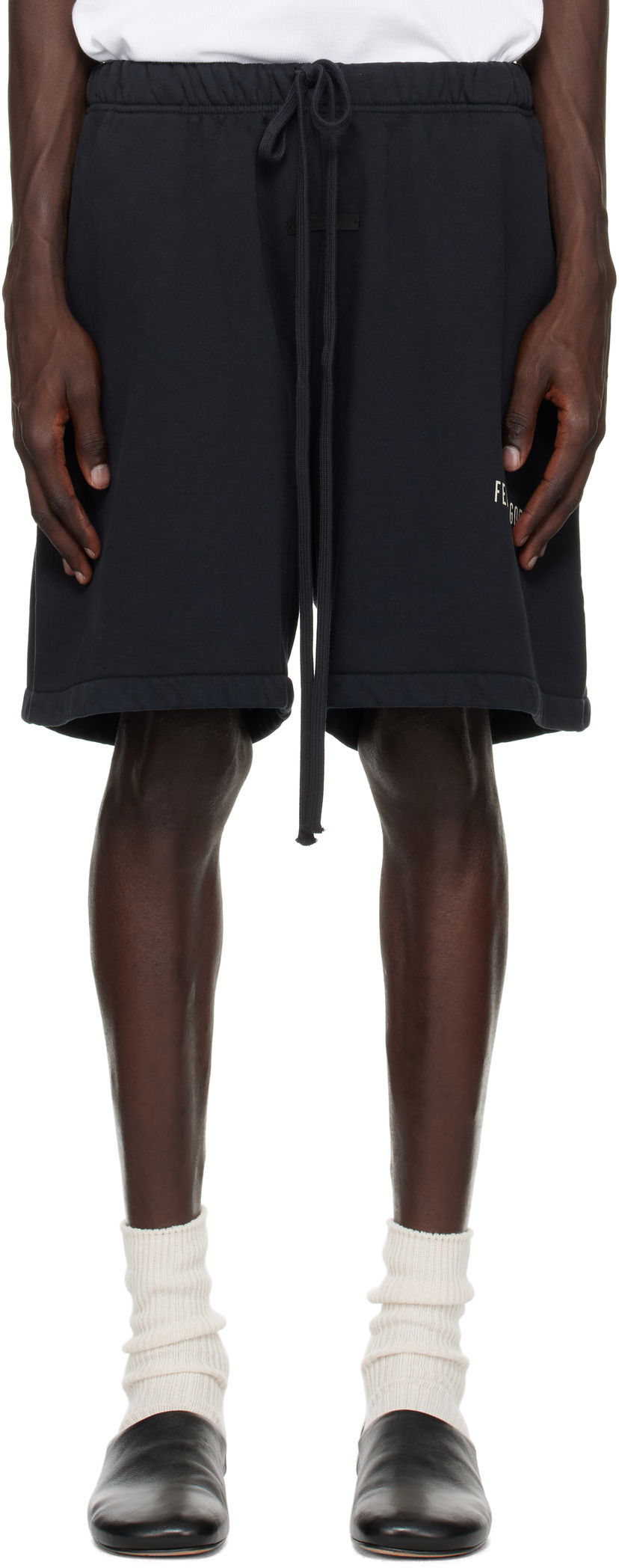 Shorts Fear of God Essentials Heavy Fleece Soccer Shorts Svart | 160HO244310F