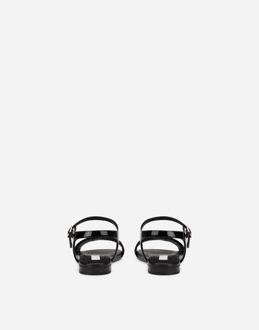 Sneakers och skor Dolce & Gabbana Patent Leather Sandals With Dg Logo Svart | D11048A115380999, 3