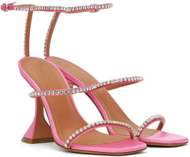 Skovård Amina Muaddi Amina Muaddi Gilda Crystal-Embellished Heeled Sandals Rosa | GILDA SANDAL CL SATIN, 3