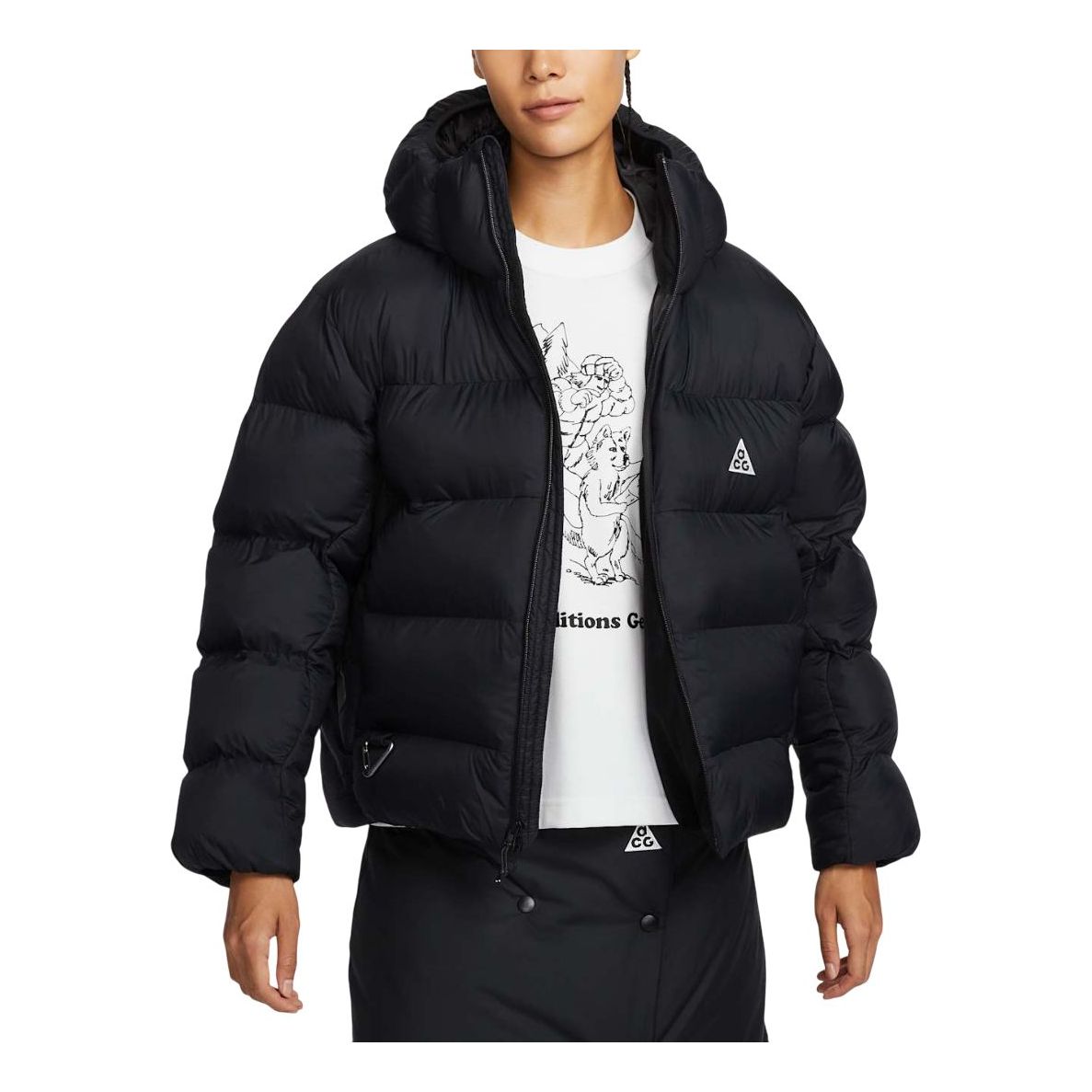 Pufferjacka Nike ACG Lunar Lake PrimaLoft Loose Fit Hooded Puffer Jacket Svart | FZ6762-010, 0