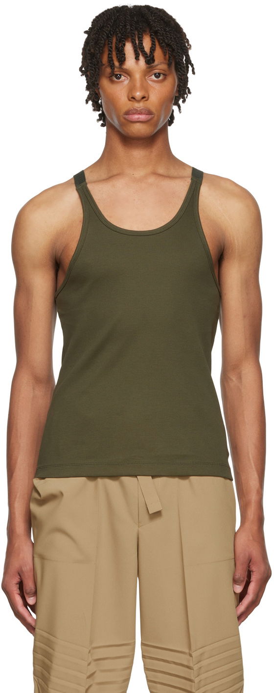 Linne Dion Lee Men's Exclusive Ribbed Tank Top Grön | MOSS RIB