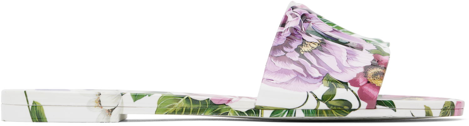 Klä Dolce & Gabbana Dolce&Gabbana Floral Print Rubber Slides Vit | CW2215 A6L05, 0