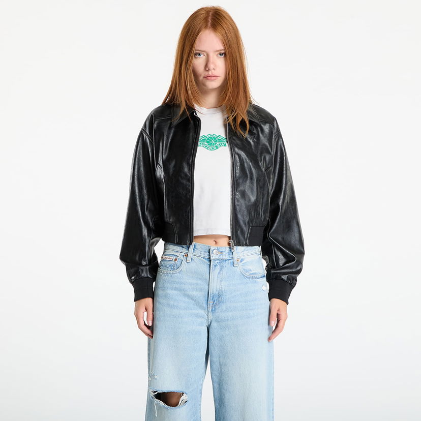 Jacka CALVIN KLEIN Calvin Klein Jeans A-Cropped Crinkle Jacket Svart | LV047C518G UB1