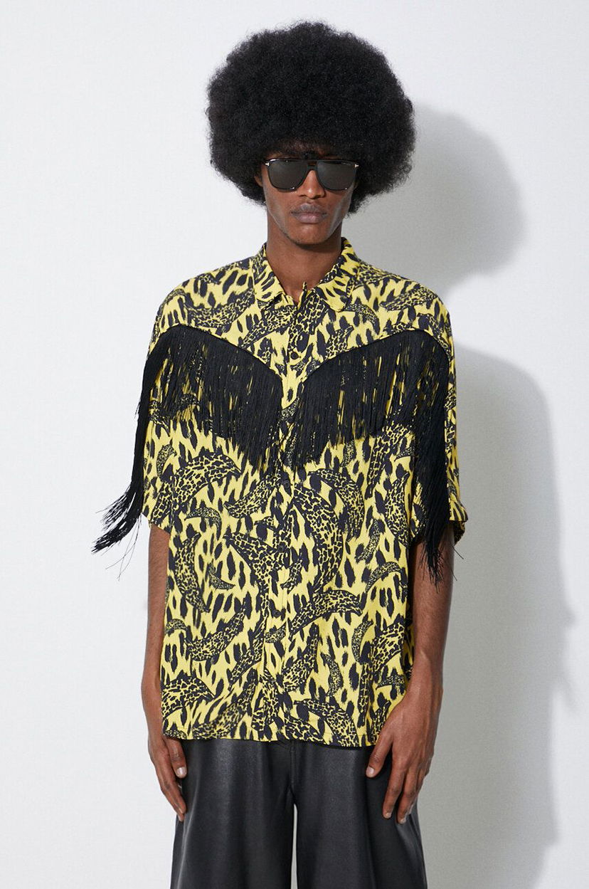 Skjorta Fiorucci Fiorucci Banimalier Print Fringed Shirt Gul | M01FPTSH054VI01YW02
