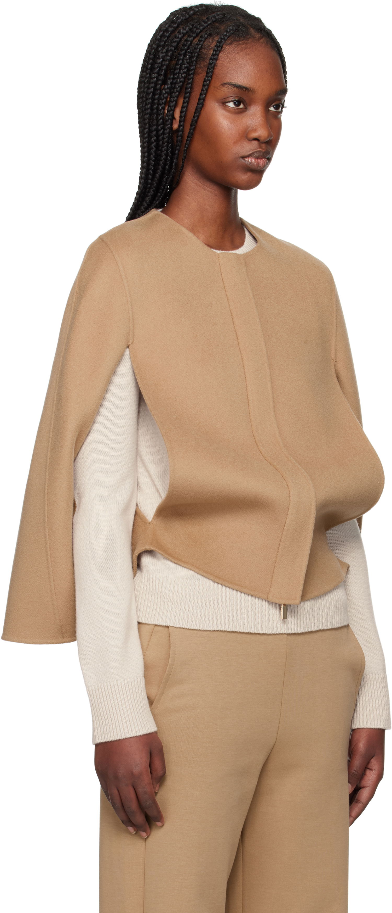 Väst Max Mara Max Mara Helene Wool Cape Jacket Brun | 2519731011600, 1