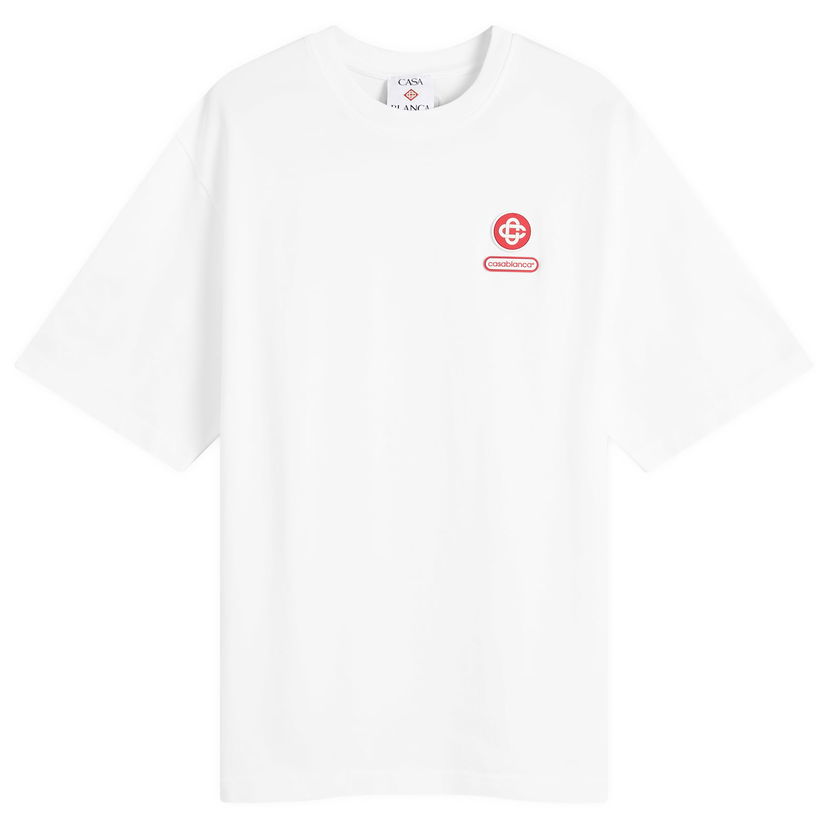 T-shirt Casablanca Casablanca Jersey Logo Patch Oversized T-Shirt, Size Small Vit | M-AW25-JTS-044-04