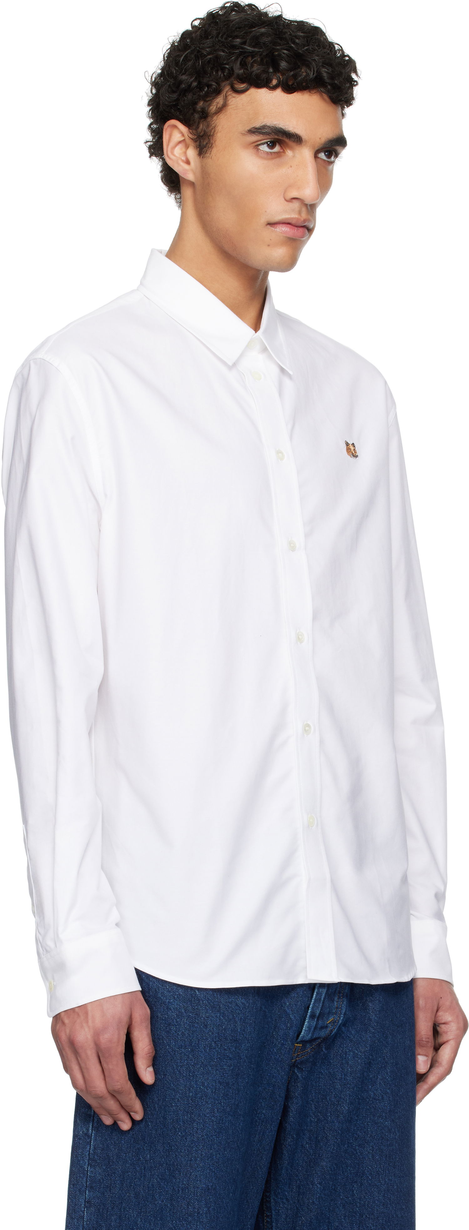 Skjorta MAISON KITSUNÉ Maison Kitsuné Casual Shirt with Fox Head Embroidery Vit | MM00408WC5012, 1