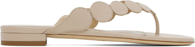 Tillbehör Manolo Blahnik Manolo Blahnik Nour Scalloped Thong Sandals Beige | 424-1837