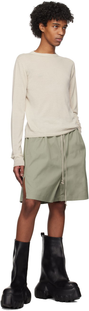 Sweater Rick Owens Rick Owens Hollywood Cropped Level Biker Sweater Beige | RU01E5630 WS, 3