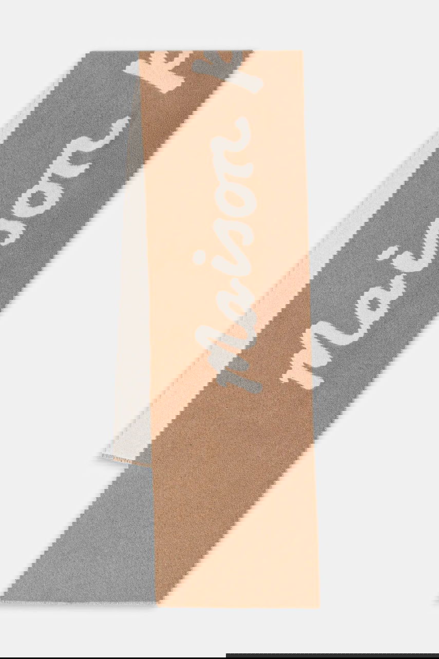Halsduk MAISON KITSUNÉ Scarf with wool blend Handwriting Beige | PM06202WB0038, 0
