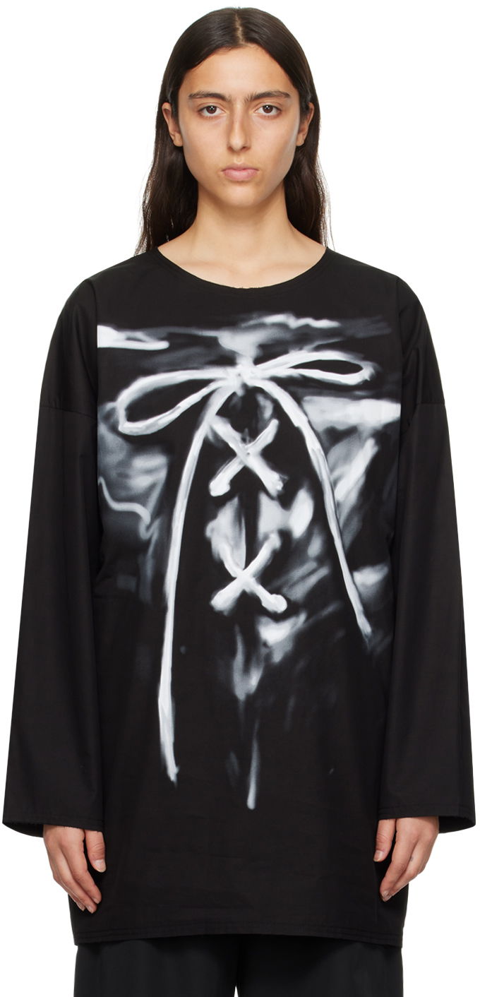 T-shirt We11done Long Sleeve Graphic T-Shirt Svart | WD-SH3-23-184-U-BK