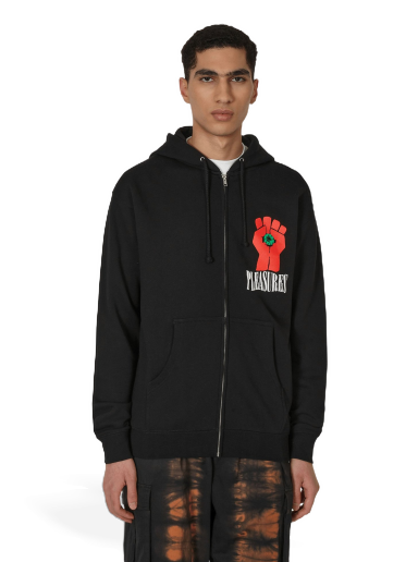 Sweatshirt Pleasures HST Graphic Zip Hooded Sweatshirt Svart | P22W051 BLACK