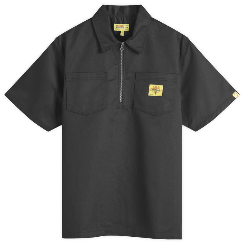 Skjorta BBC IceCream Quarter Zip Work Shirt, Size Large Svart | ICW25108-BLK