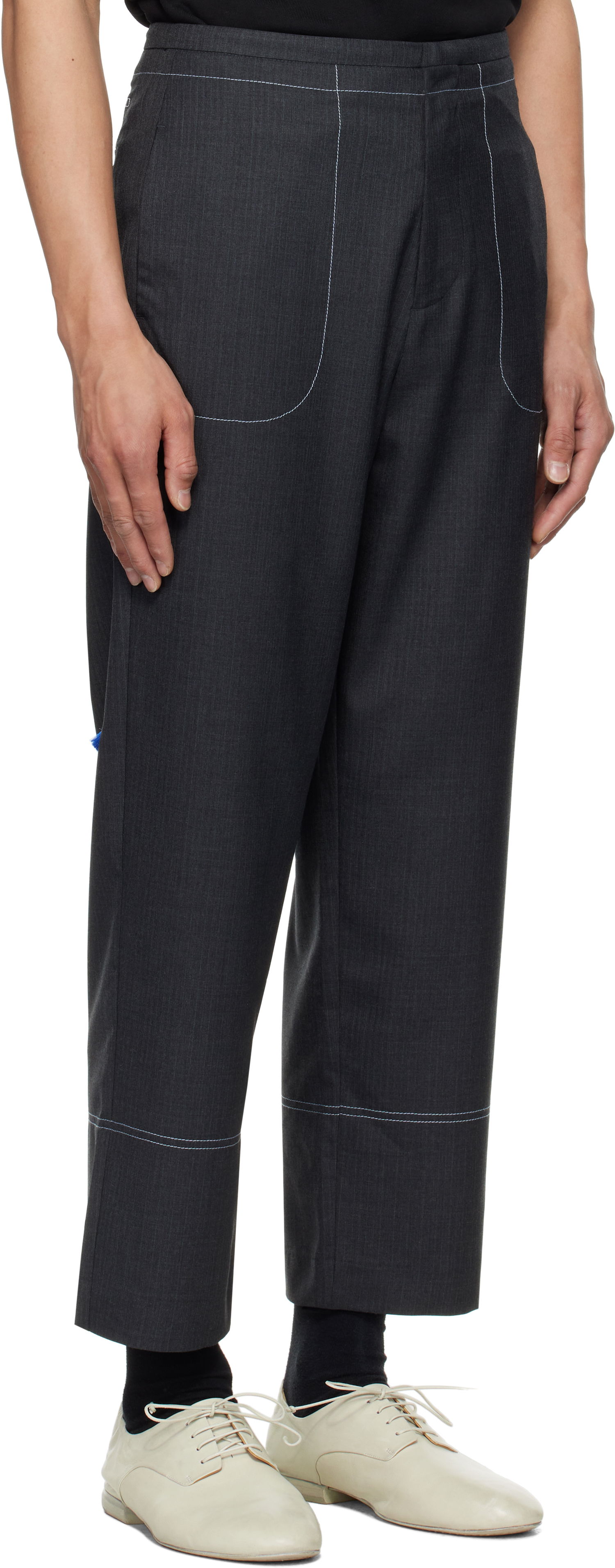 Byxor ADER ERROR ADER error Product. 81 Pinstripe Cropped Trousers Grå | BO01SSSA0204GR, 1