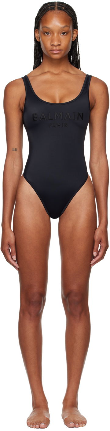 Badkläder Balmain Black Logo Swimsuit Svart | BKBG72100