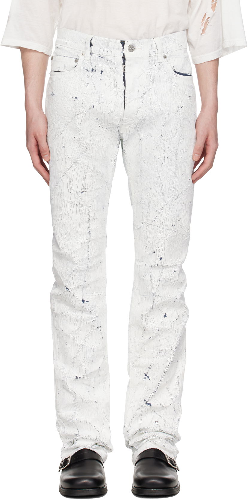 Jeans Maison Margiela MM6 Maison Margiela 5 Pocket Cracked Jeans Vit | SH2LA0018 M30028