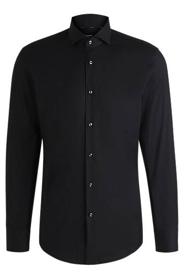 Skjorta BOSS Slim Fit Easy-Iron Cotton-Blend Poplin Shirt Svart | 50479915