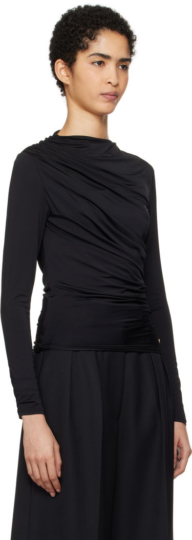 T-shirt Anine Bing Anine Bing Bray Draped Jersey Top Svart | A-08-10037-BLK29, 3