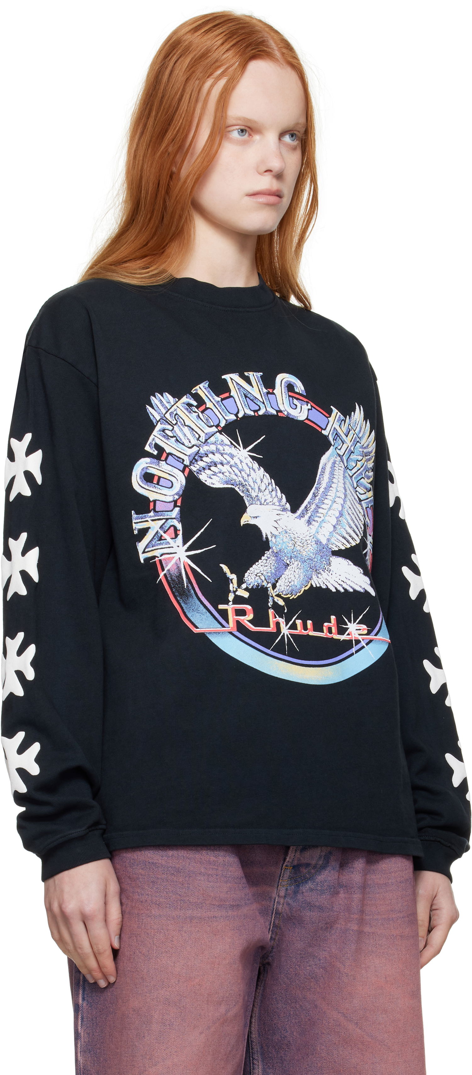 T-shirt Rhude Rhude Notting Hill Eagle Graphic Long Sleeve T-Shirt Svart | RHPF25TT14012, 1