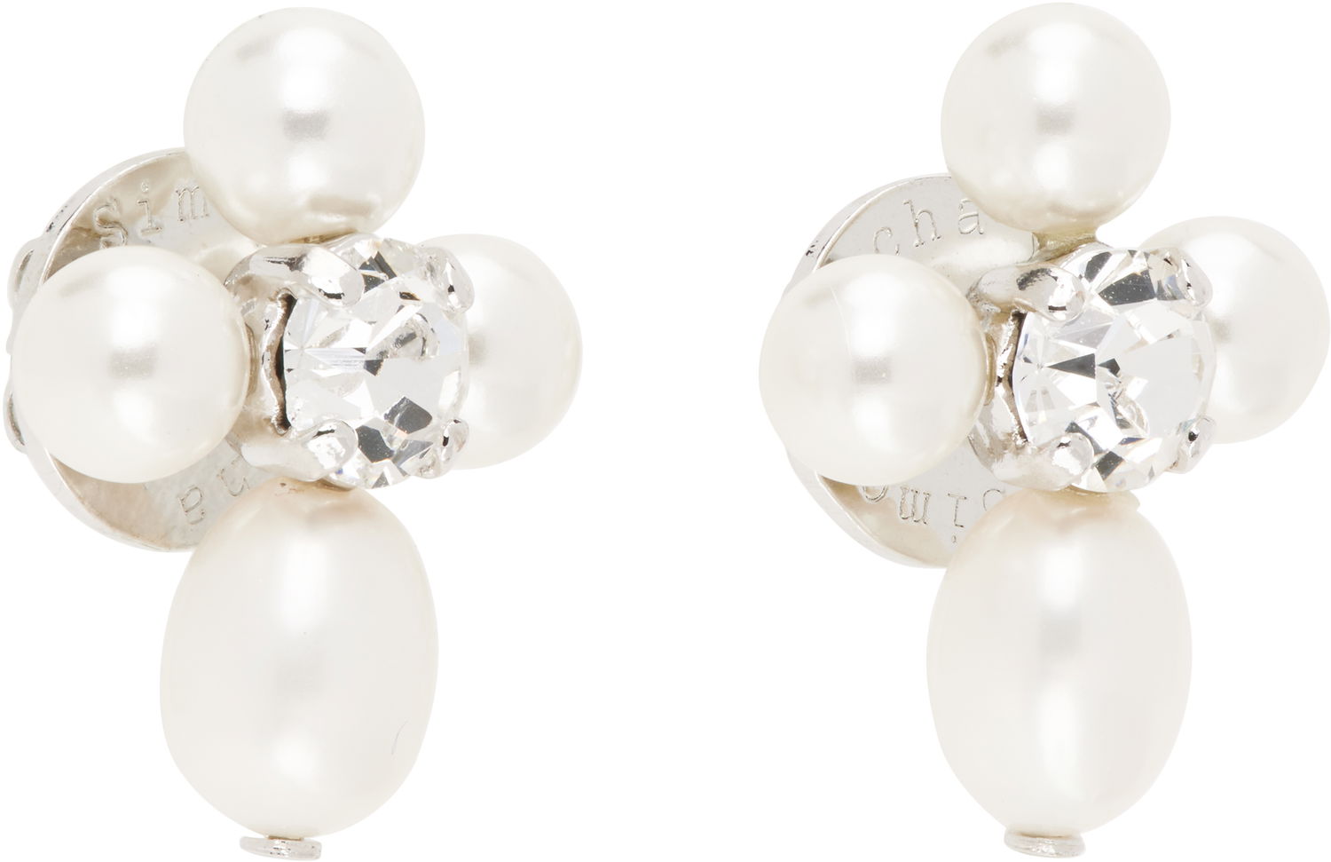 Örhängen Simone Rocha Simone Rocha Pebble Pearl Crystal Cluster Drop Earrings Vit | ERG535 0913, 1