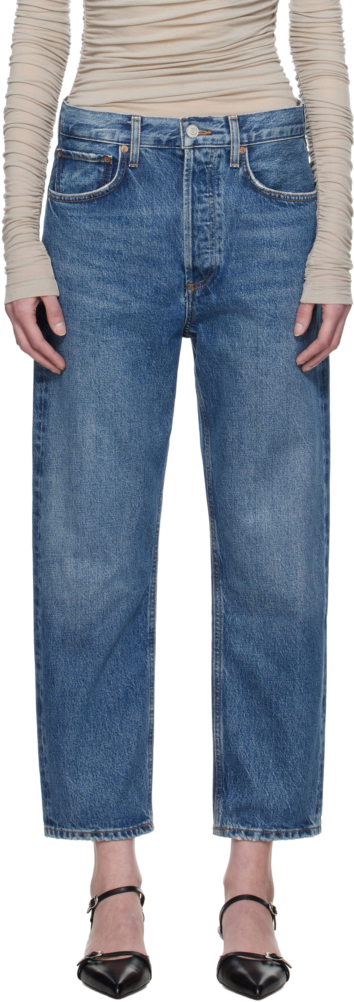 Jeans AGOLDE AGOLDE 90's Crop Mid Rise Straight Jeans Blå | A173-1535, 0