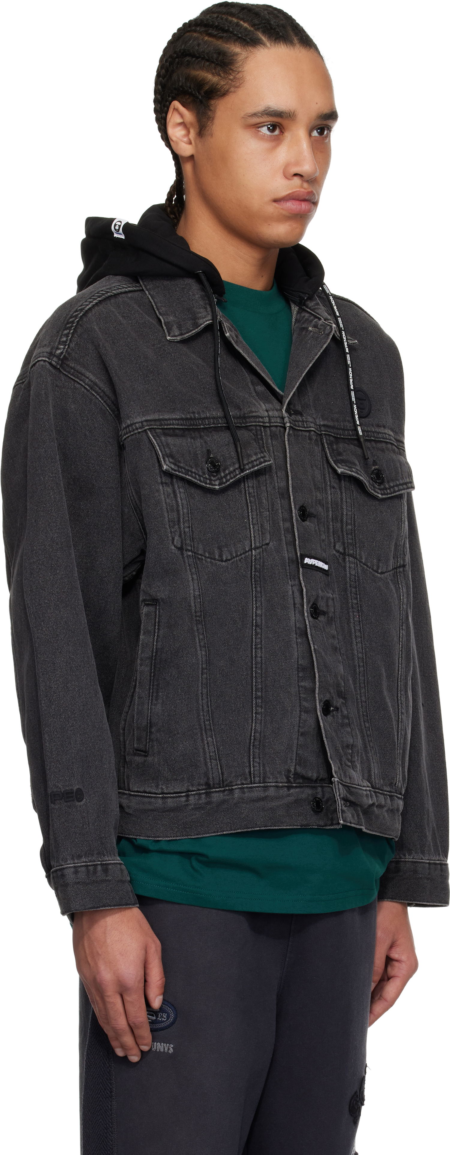 Jacka AAPE by A Bathing Ape AAPE by A Bathing Ape 'AAPE Now' Denim Jacket Svart | AAPLJM7700XXNBKL, 1