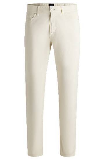 Byxor BOSS Maine Regular-Fit Stretch-Cotton Twill Trousers Beige | 50538370