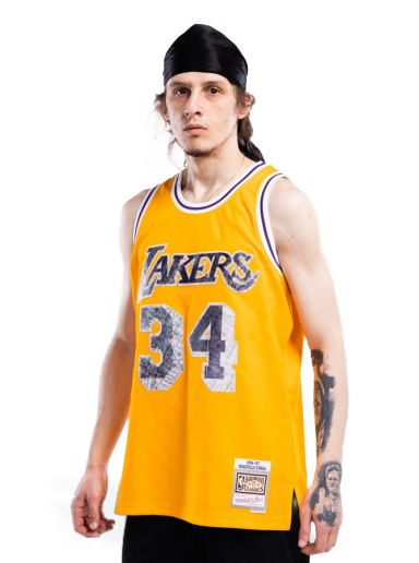 Jersey Mitchell & Ness 75th Anniversary Swingman Jersey Shaquille O'Neil Los Angeles Lakers Gul | SMJY1202-LAL96SONLTGD