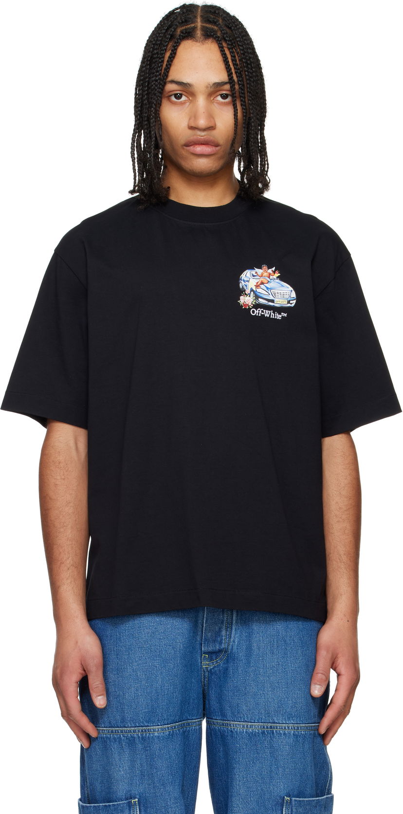 T-shirt Off-White Off-White Fresco Angel Graphic T-Shirt Svart | OMAA120S25JER0031001