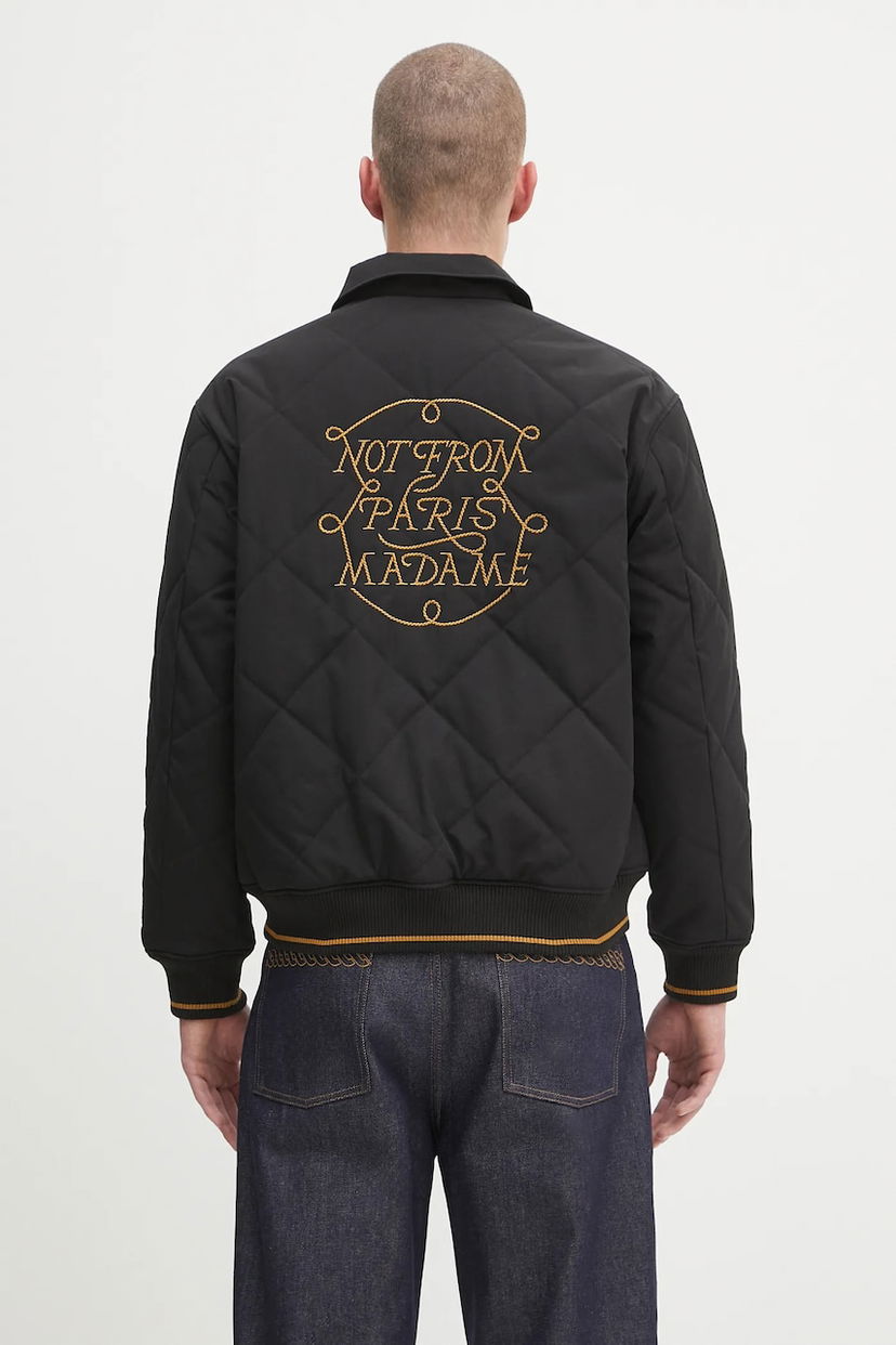 Jacka Drôle de Monsieur Drôle de Monsieur La Veste Slogan Tresses Quilted Jacket Svart | H.JT236.PL163