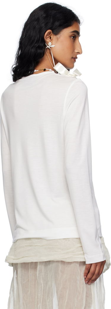 T-shirt Simone Rocha Simone Rocha Bow Ribbon Tail Long Sleeve T-shirt Vit | 5367 0571, 2