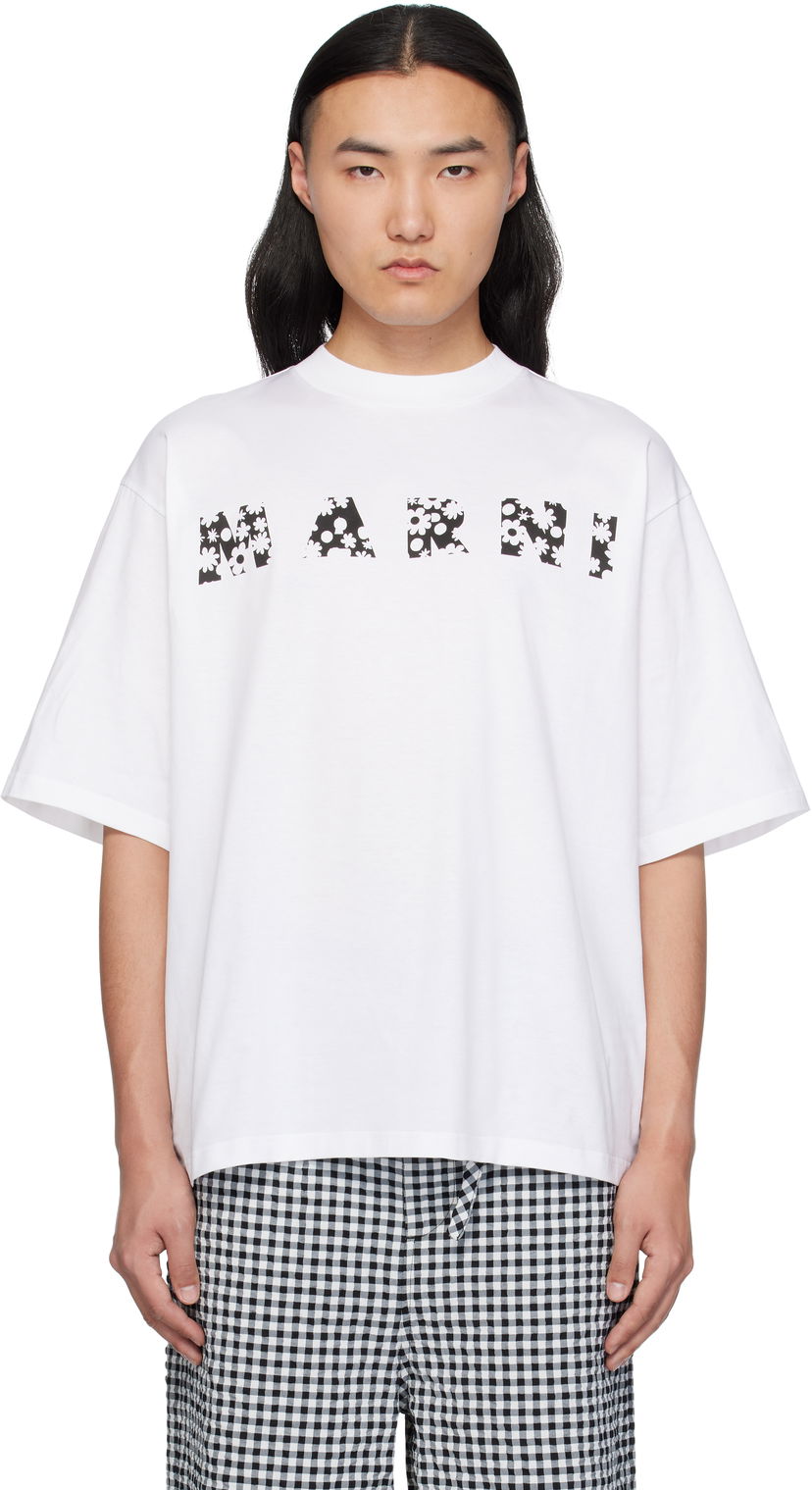 T-shirt Marni Marni Pop Fields Logo T-Shirt Vit | HUMU0223IP USCX50