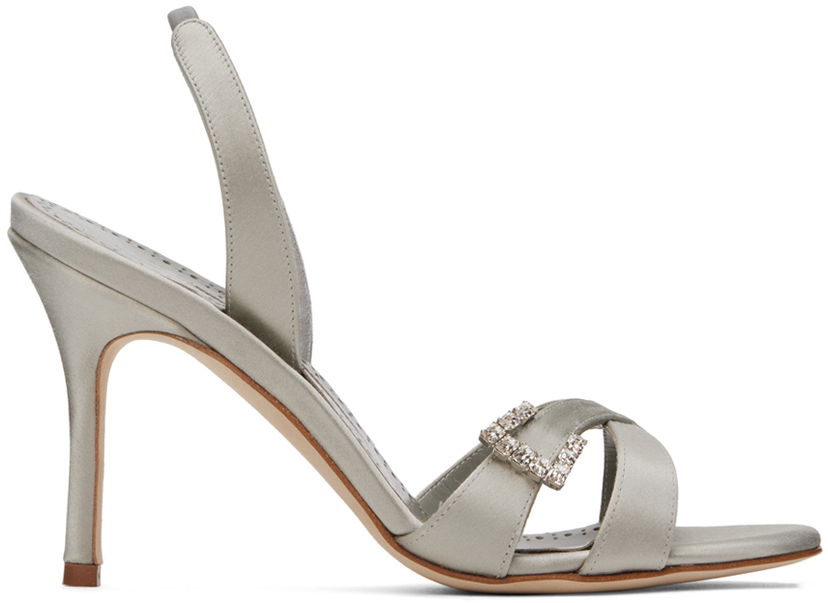 Skovård Manolo Blahnik Manolo Blahnik Ramisli Satin Heeled Slingback Sandals Grå | 224-1700