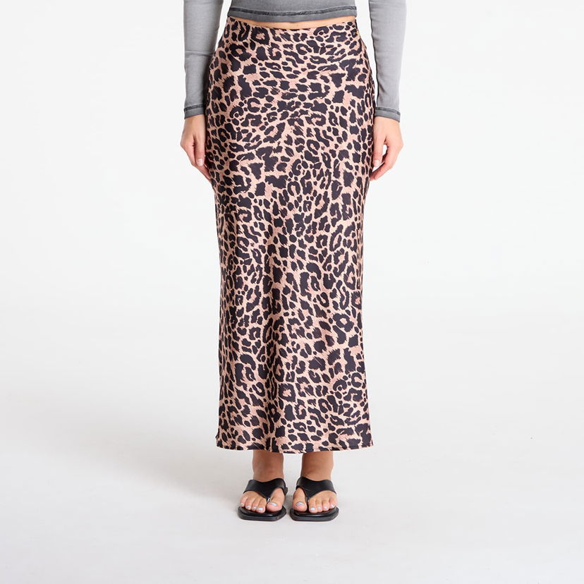 Kjol GUESS GUESS Sibilla Long Satin Leopard Print Skirt Brun | W5YD55WF1T2-P1MO